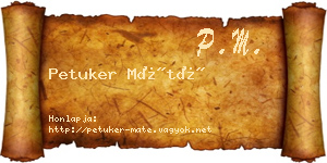 Petuker Máté névjegykártya